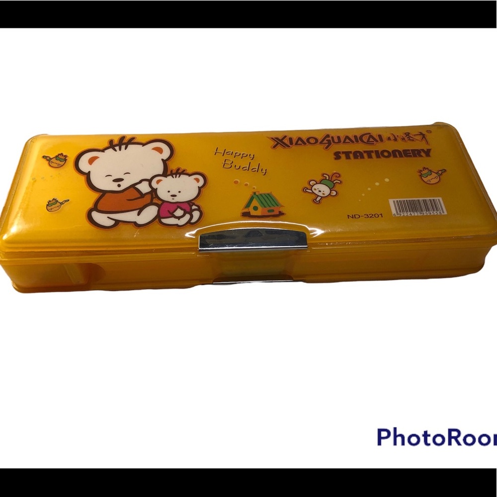 Stationary Pencil box with built in sharpener hard case bears